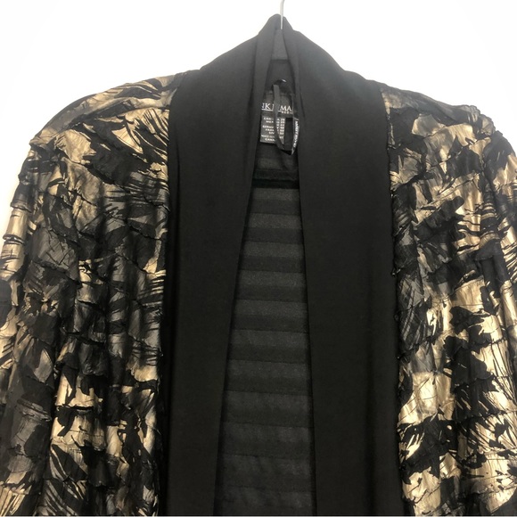 Frank Lyman Black & Gold Ruffle Open Front Cardigan, size 20 - Picture 1 of 11